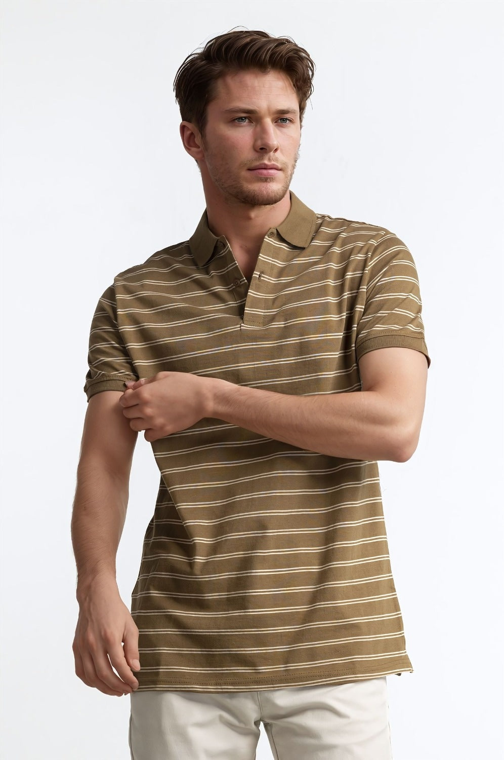 Brown Striped Polo PS-FSHN24-084
