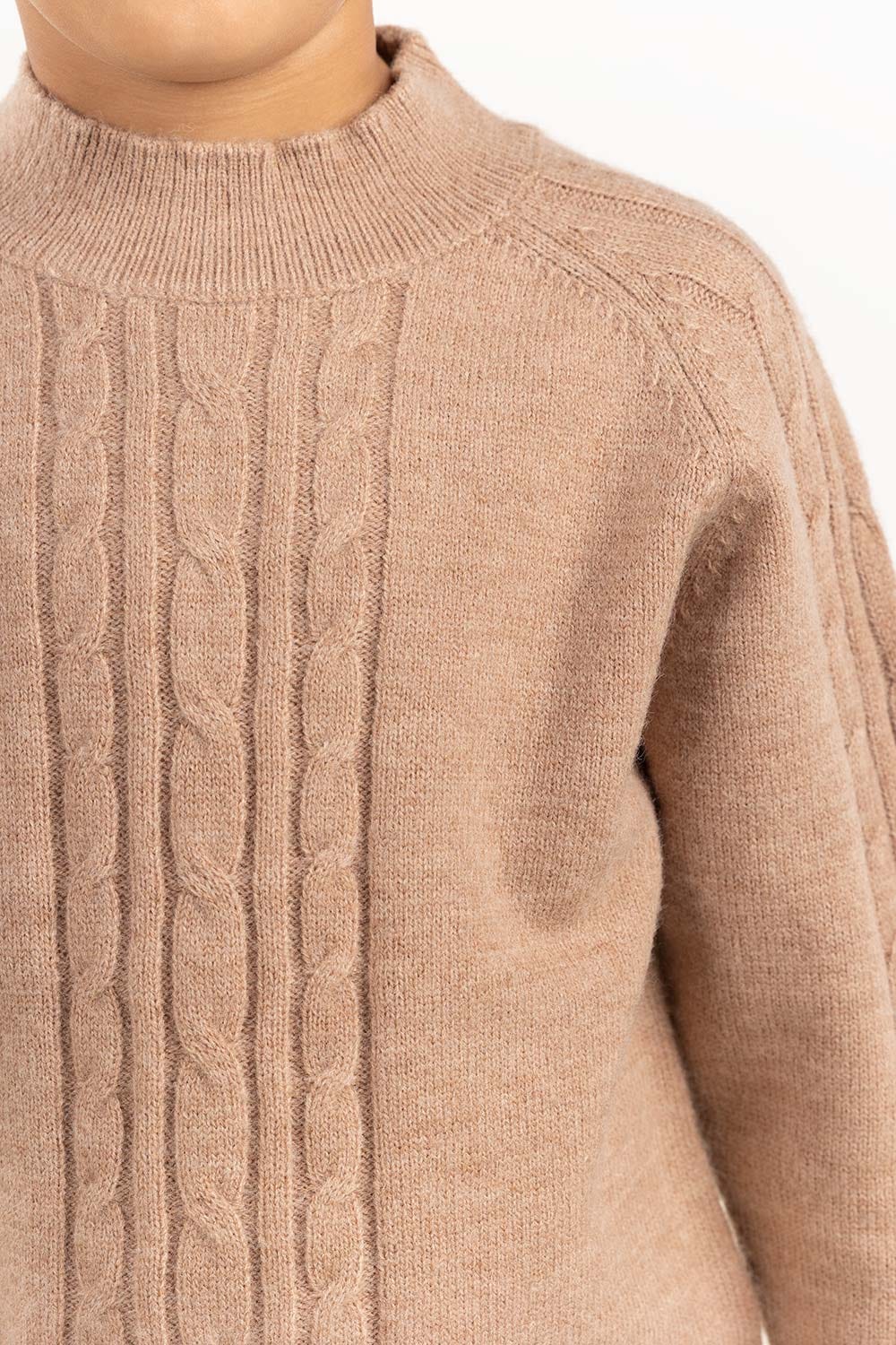 Toddler Boy Brown Sweater With Round Neck 224-511-031