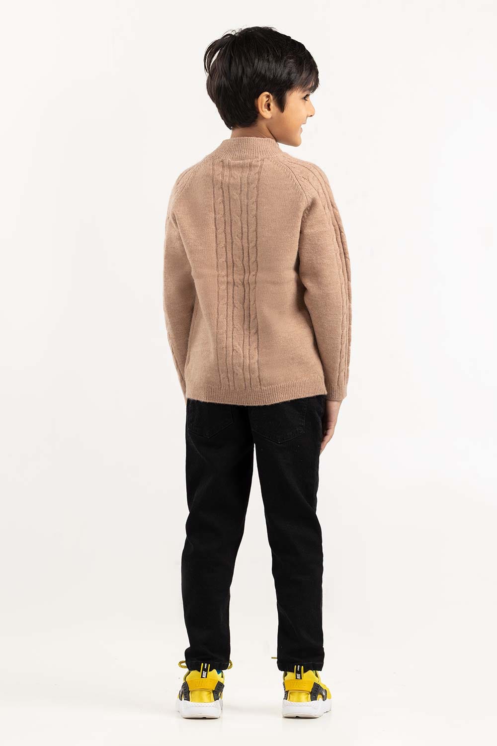 Toddler Boy Brown Sweater With Round Neck 224-511-031