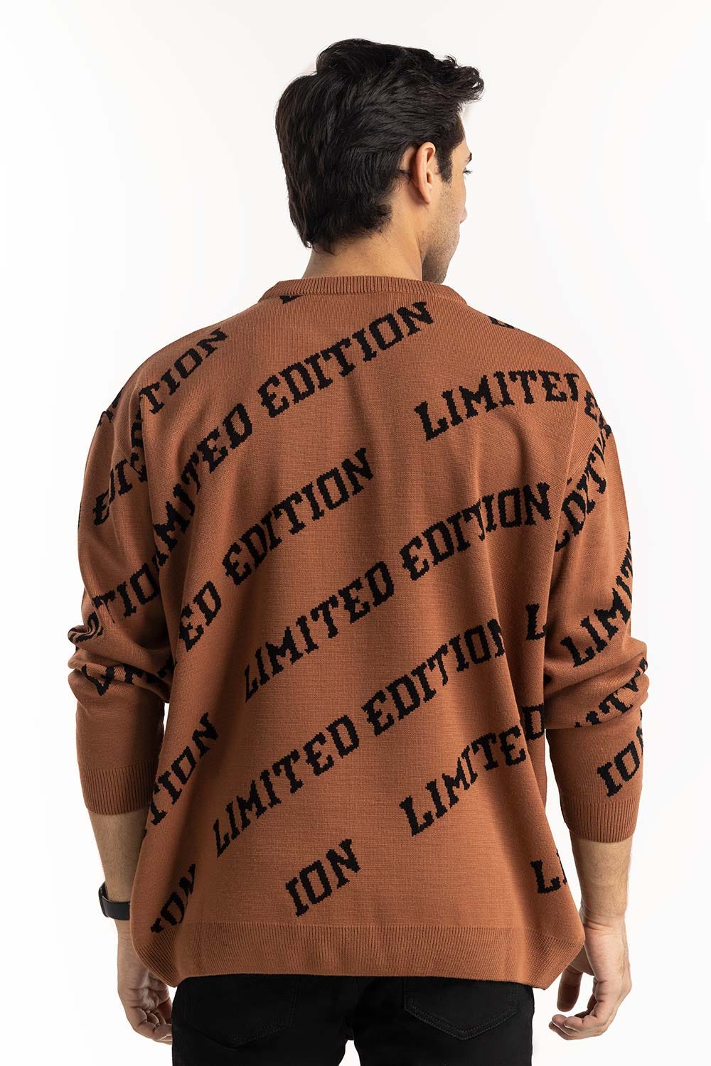 Brown Text Oversized Sweater SWT-FFSOS22-122