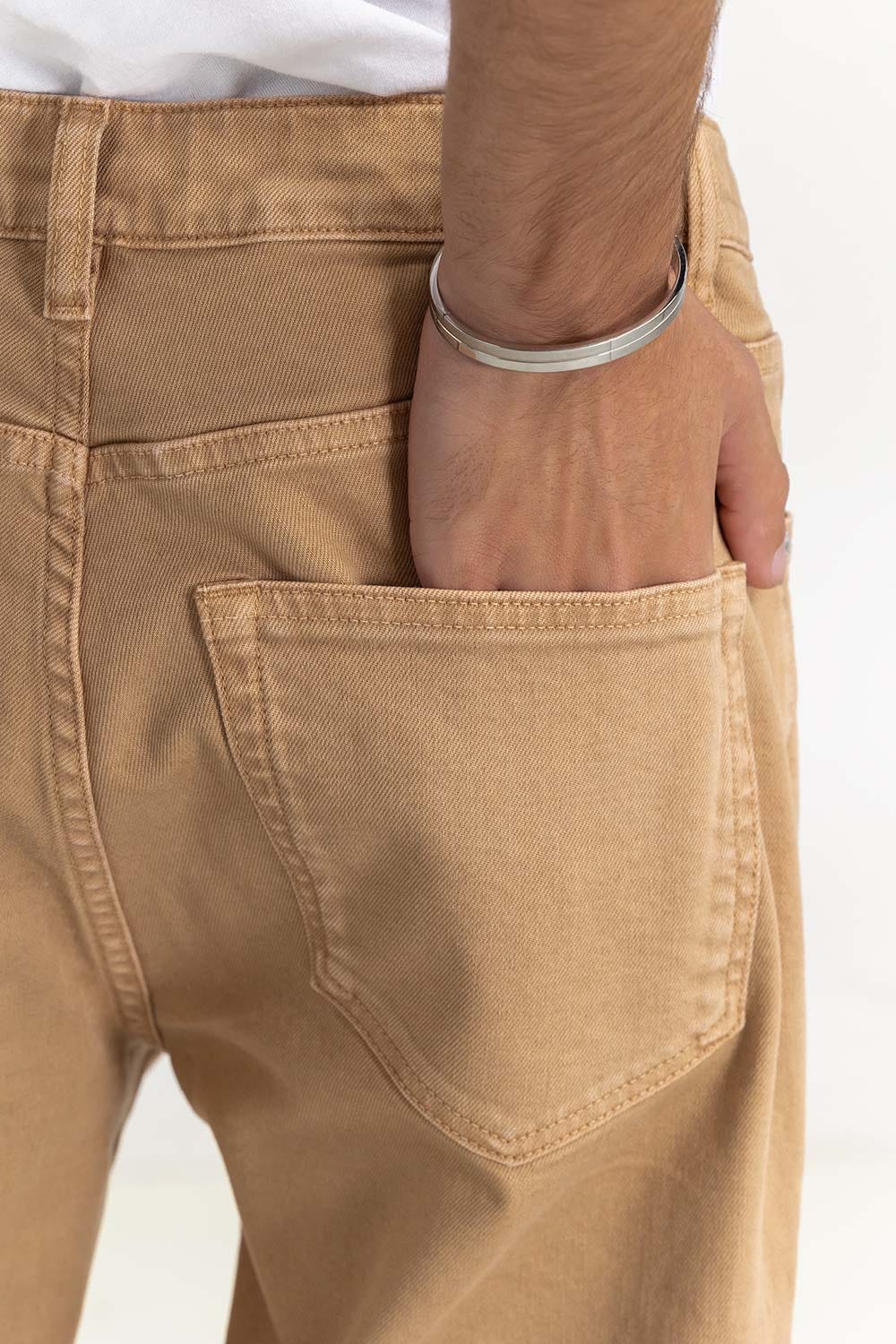 Brown Textured Faded Trouser 224-120 -301