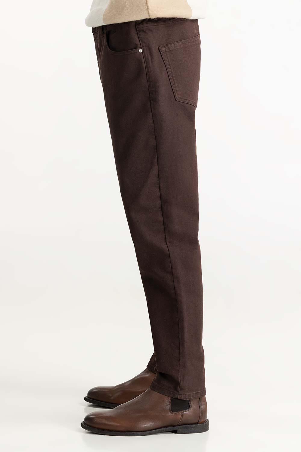 Brown Textured Faded Trouser 224-120 -304