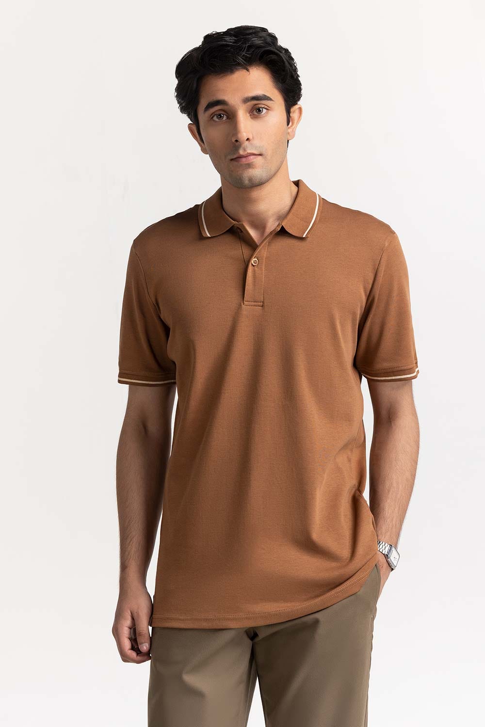 Brown Tipped Polo PS-FSHN24-041