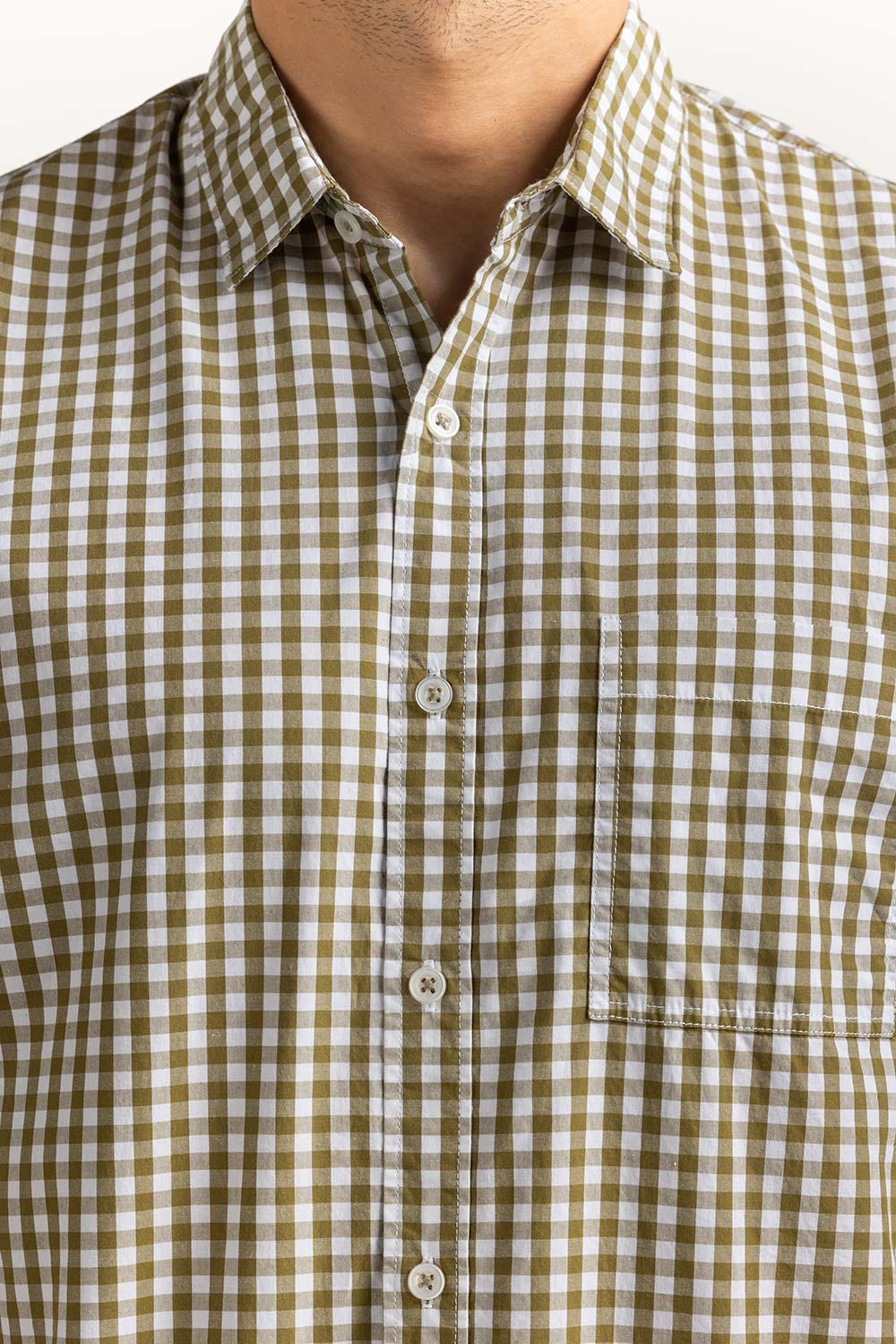 Brown white Basic Casual Shirt MN-CS-SS23-027