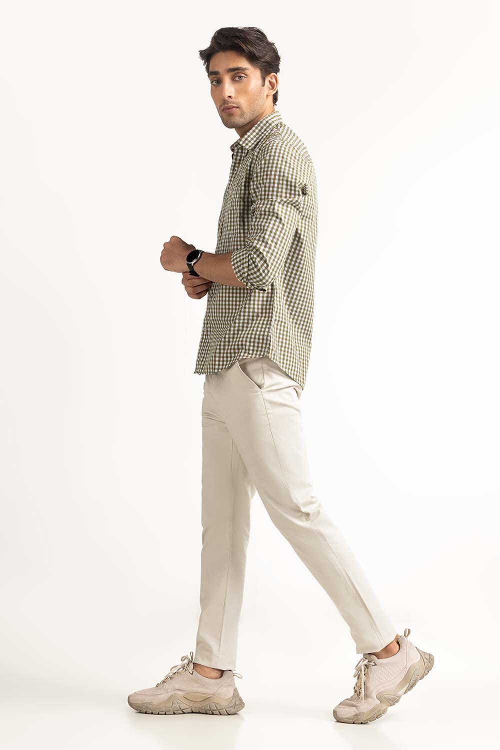 Brown white Basic Casual Shirt MN-CS-SS23-027