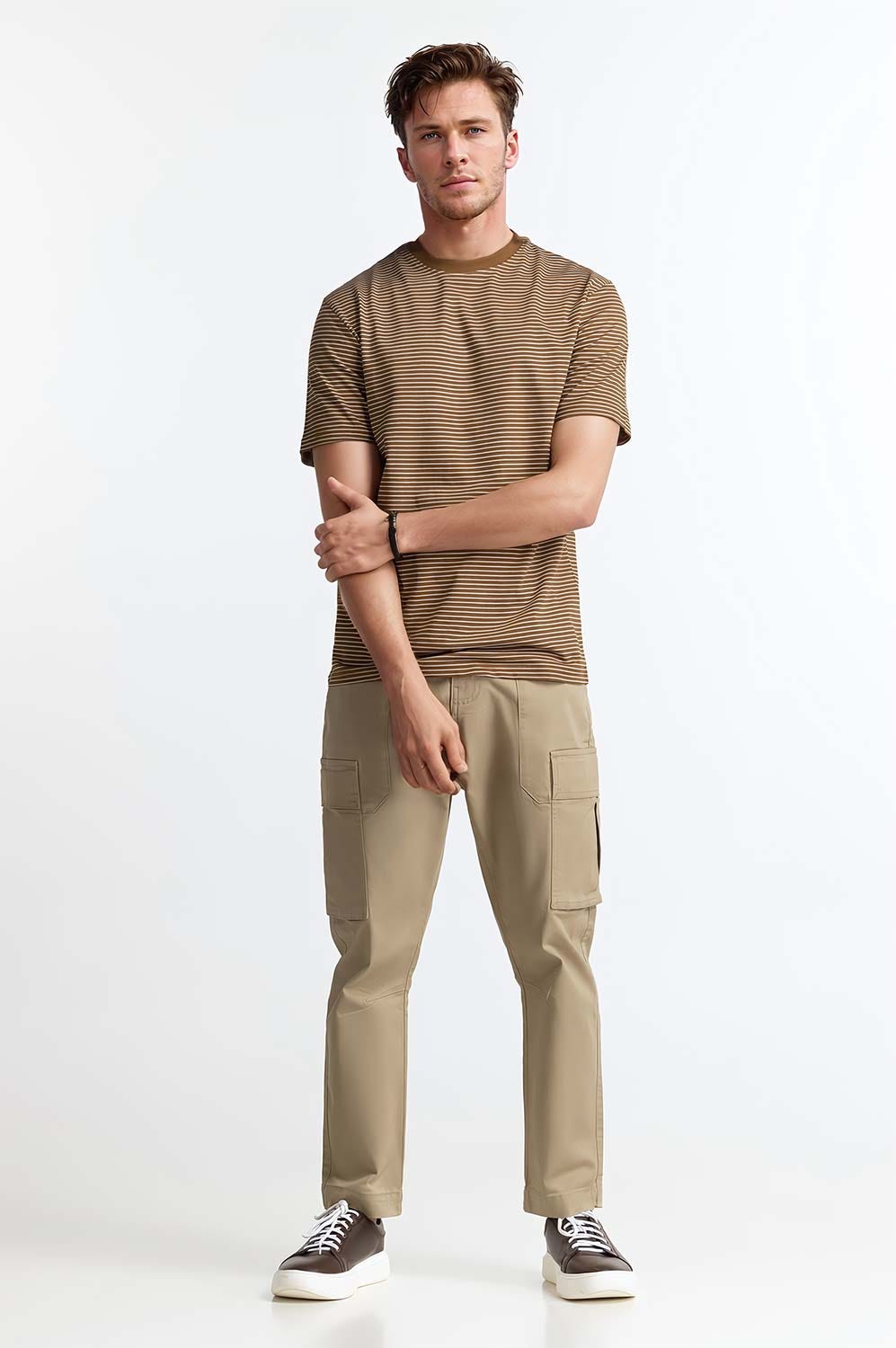 Brown White Breton Striped Tee TS-CNSJ24-098