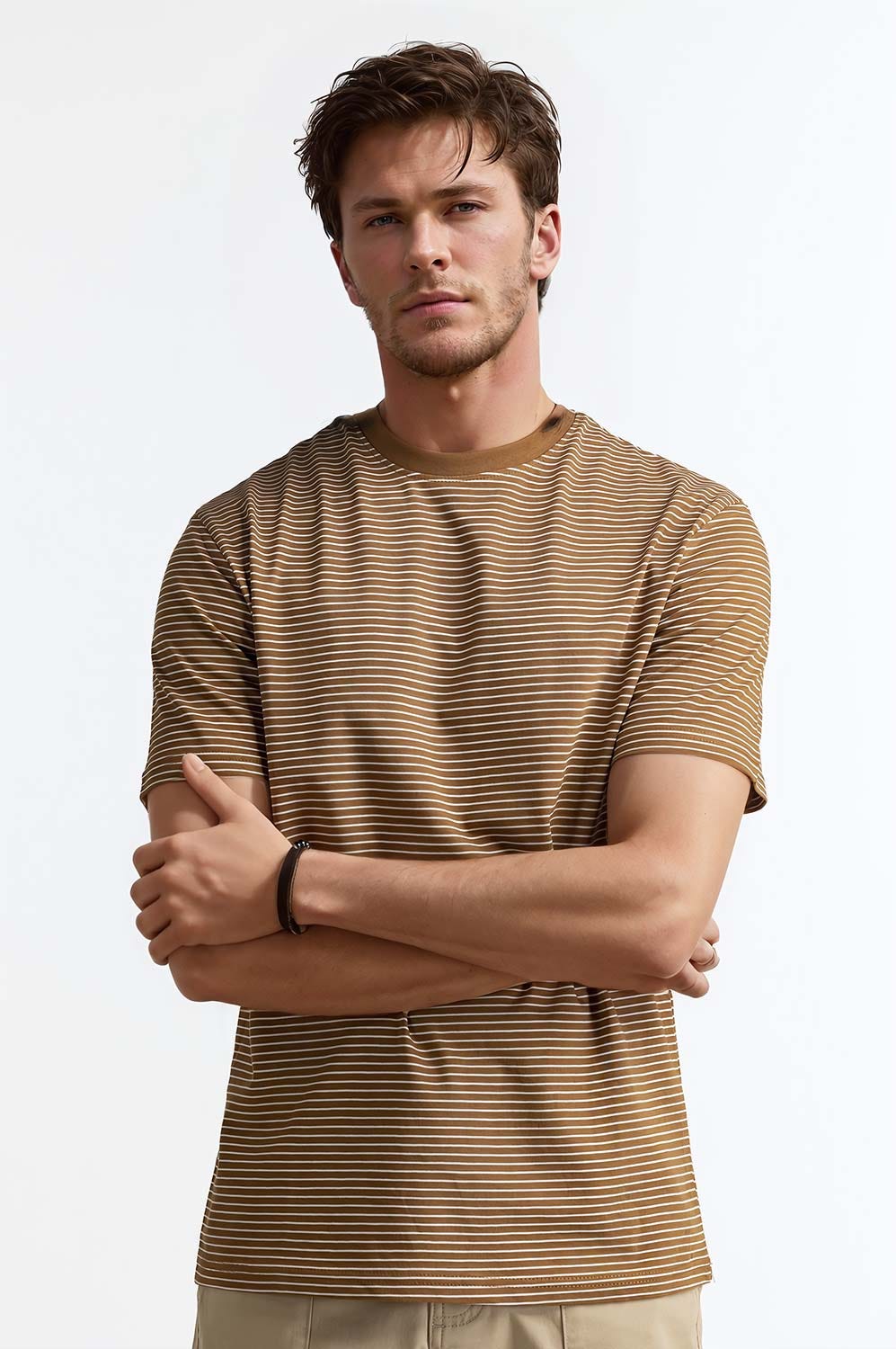 Brown White Breton Striped Tee TS-CNSJ24-098