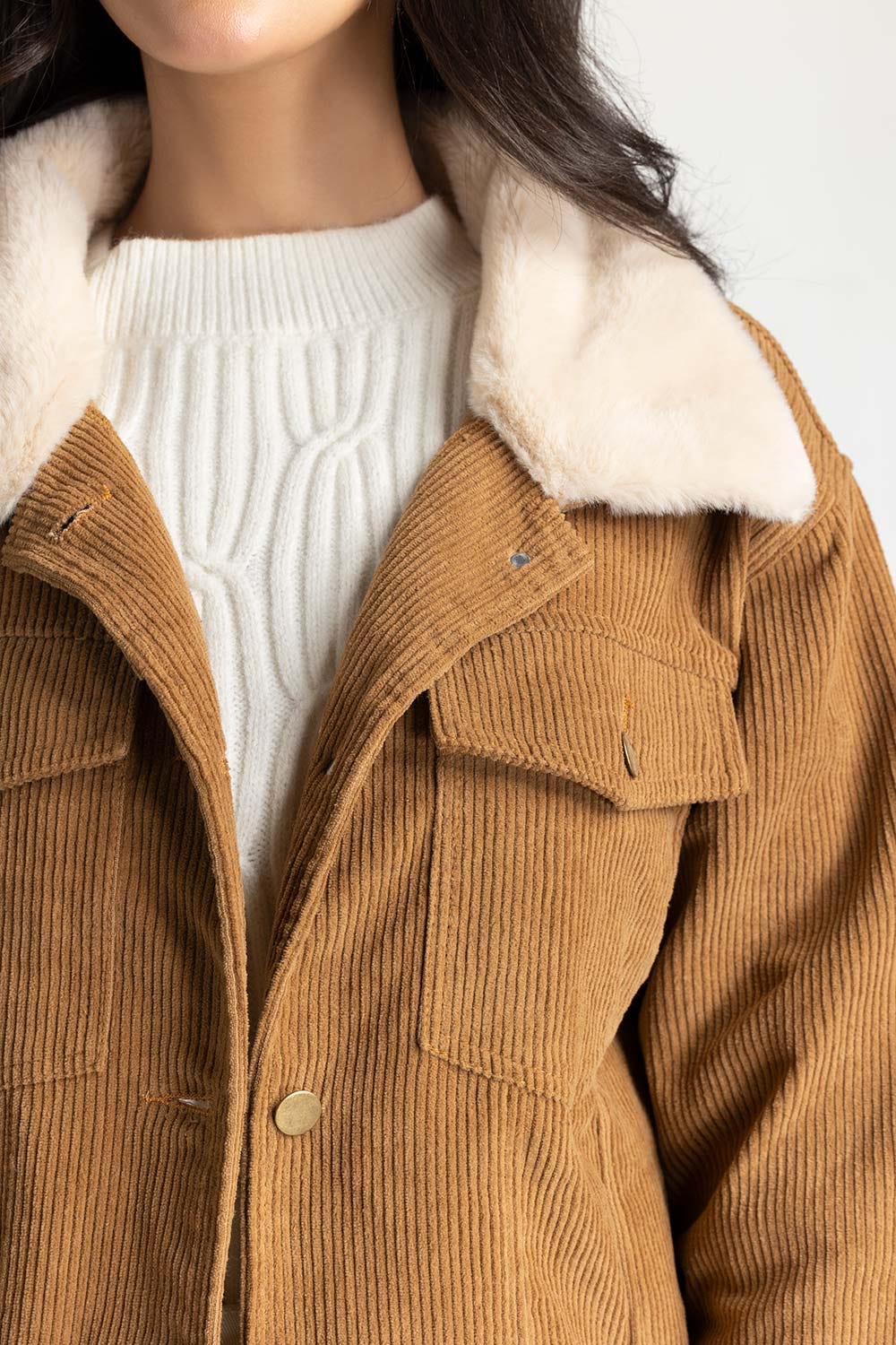 Brown Jacket With Fur Collar 8211