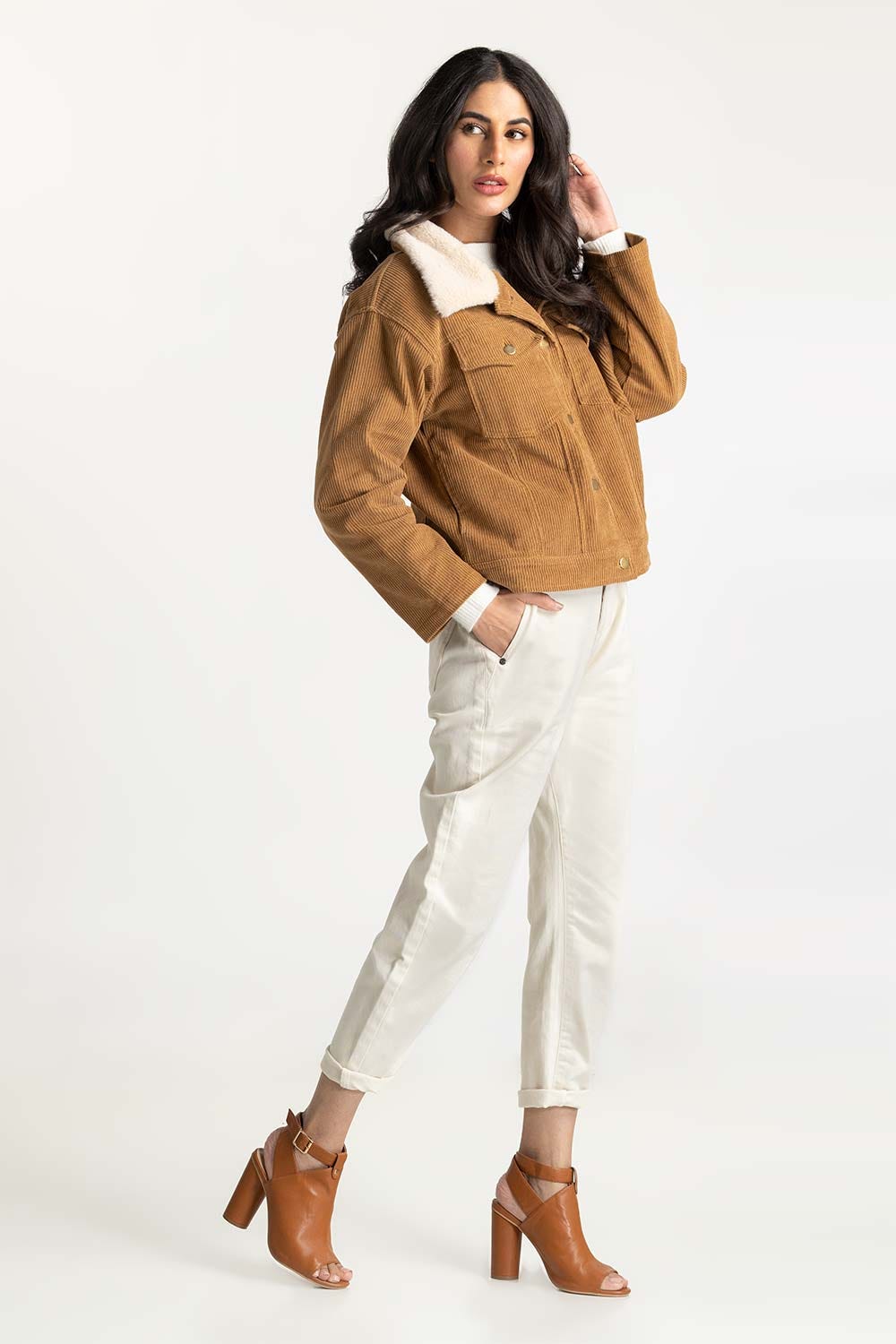 Brown Jacket With Fur Collar 8211