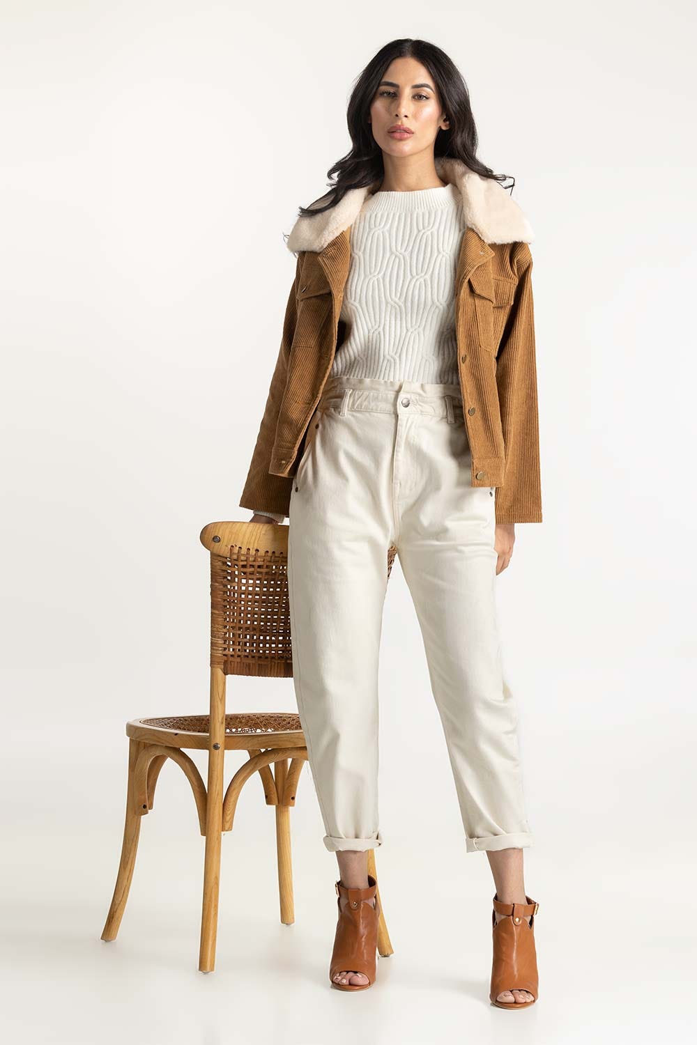 Brown Jacket With Fur Collar 8211