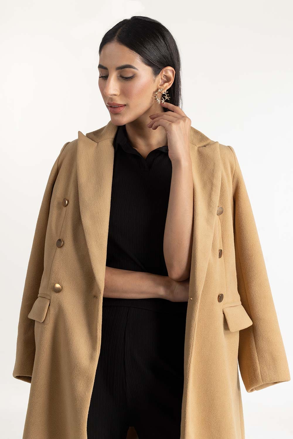 Faux Wool Long Coat 224-210-026