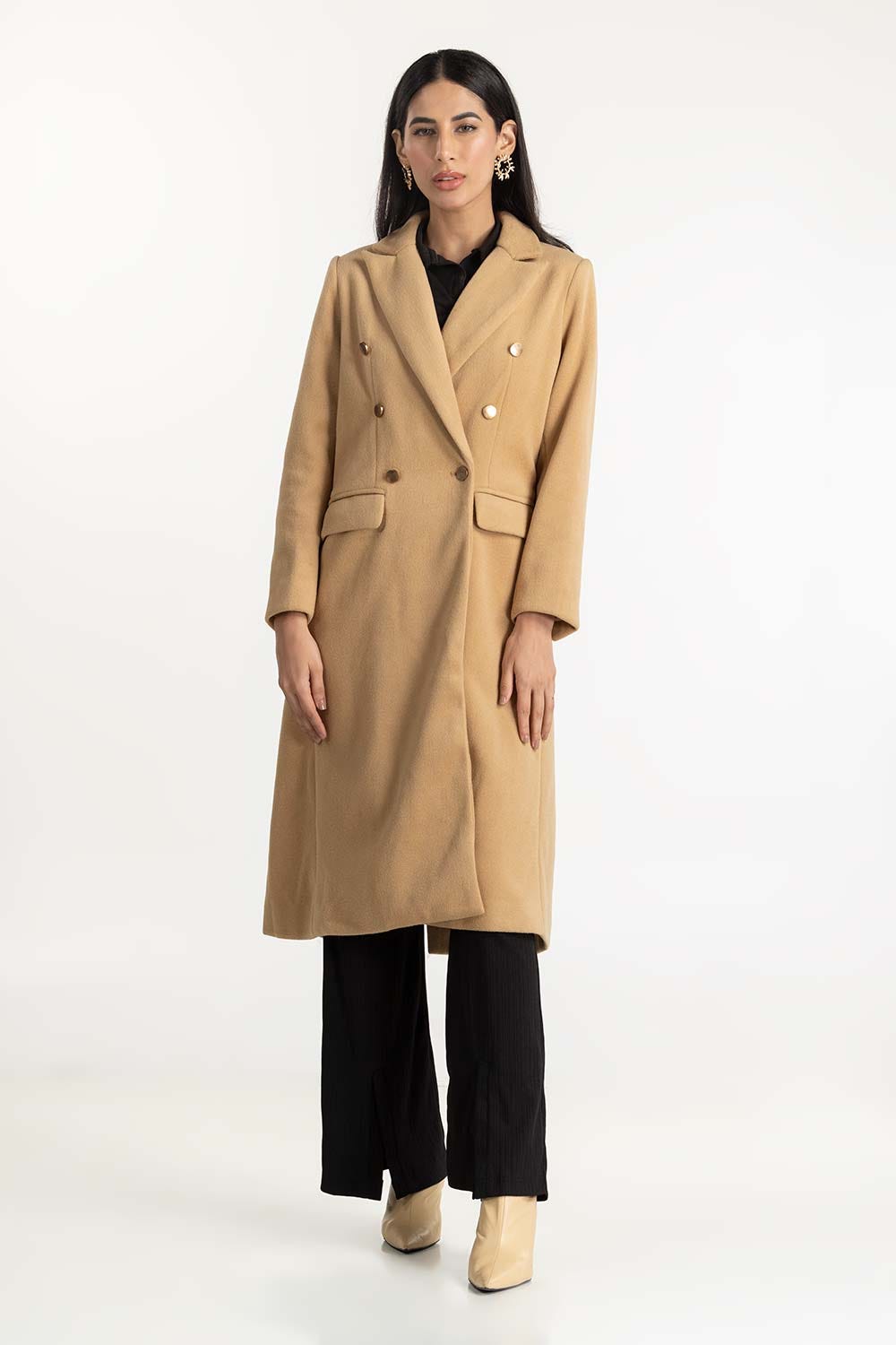 Faux Wool Long Coat 224-210-026