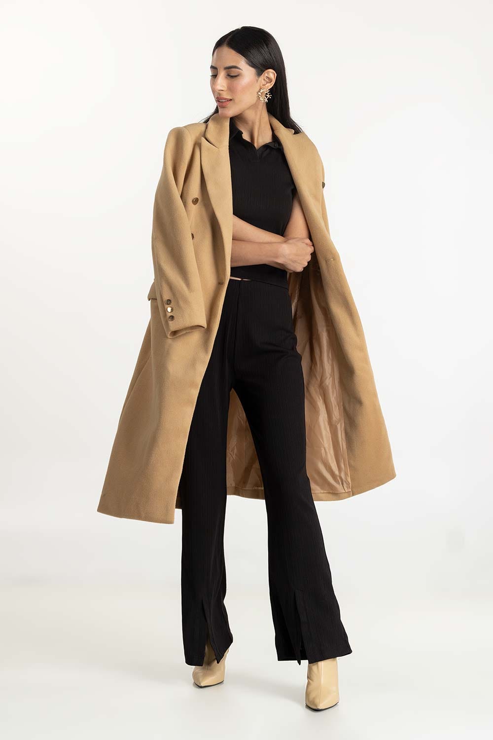 Faux Wool Long Coat 224-210-026