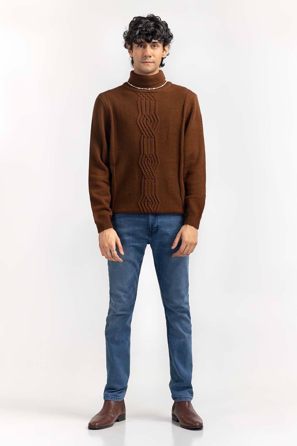 Camel Cabling Turtle Neck Sweater SWT-FFSTN22-236