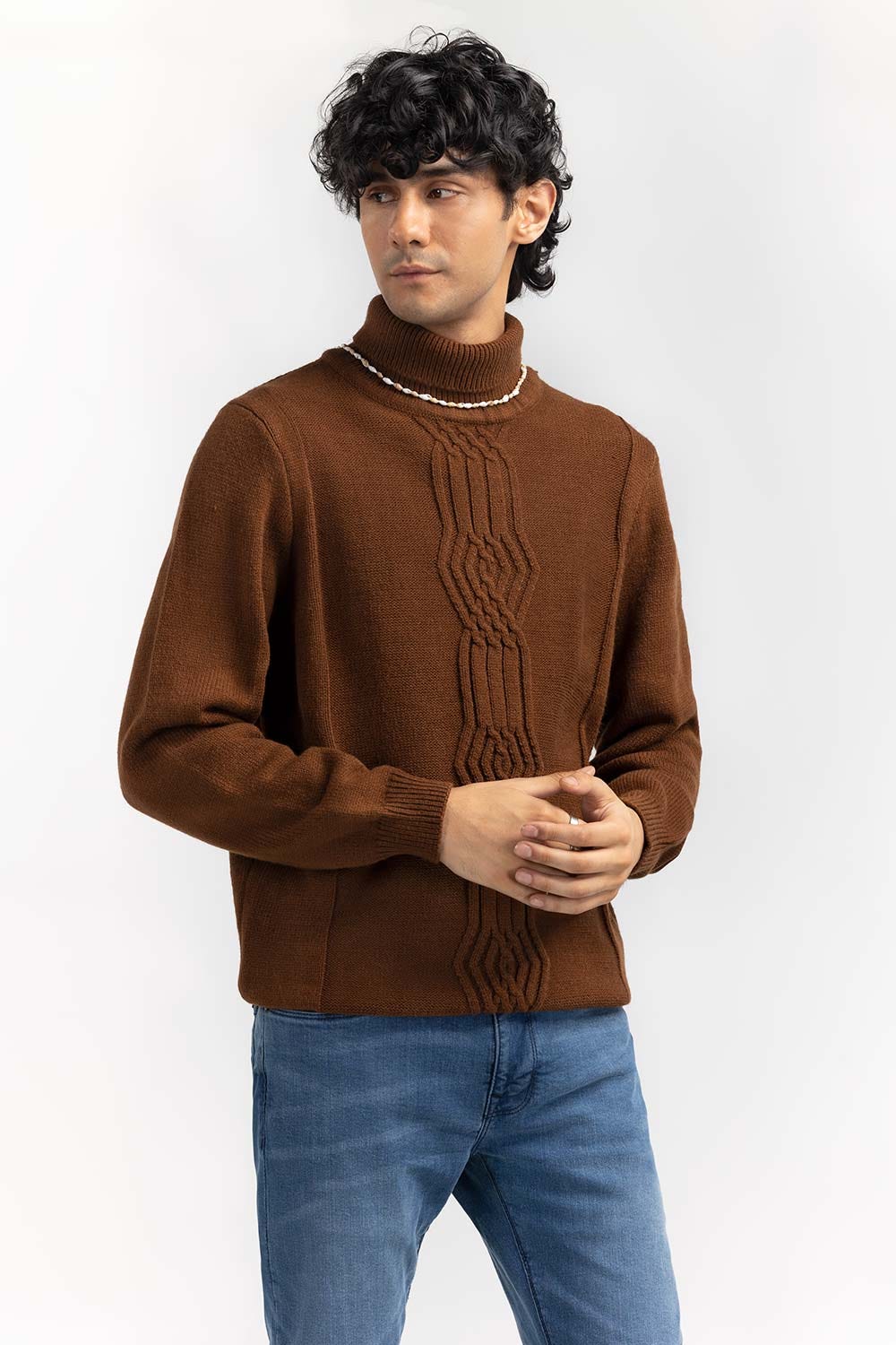 Camel Cabling Turtle Neck Sweater SWT-FFSTN22-236