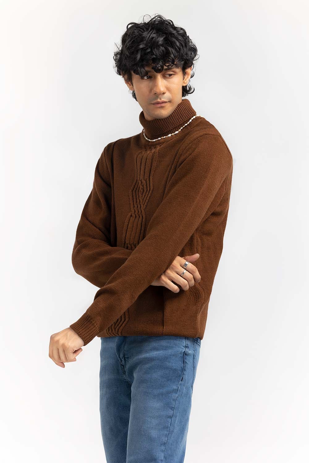 Camel Cabling Turtle Neck Sweater SWT-FFSTN22-236