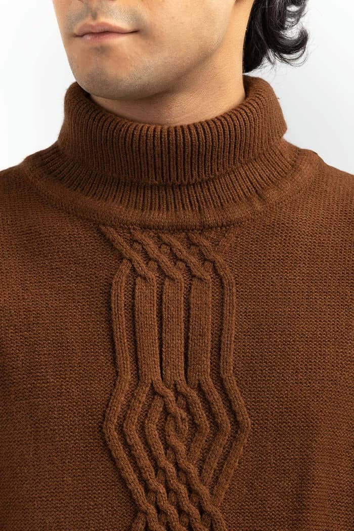 Camel Cabling Turtle Neck Sweater SWT-FFSTN22-236