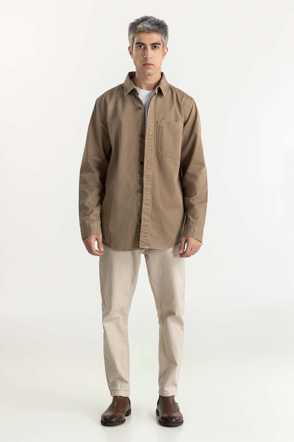 Camel Non-Denim Overshirt 224-117-031