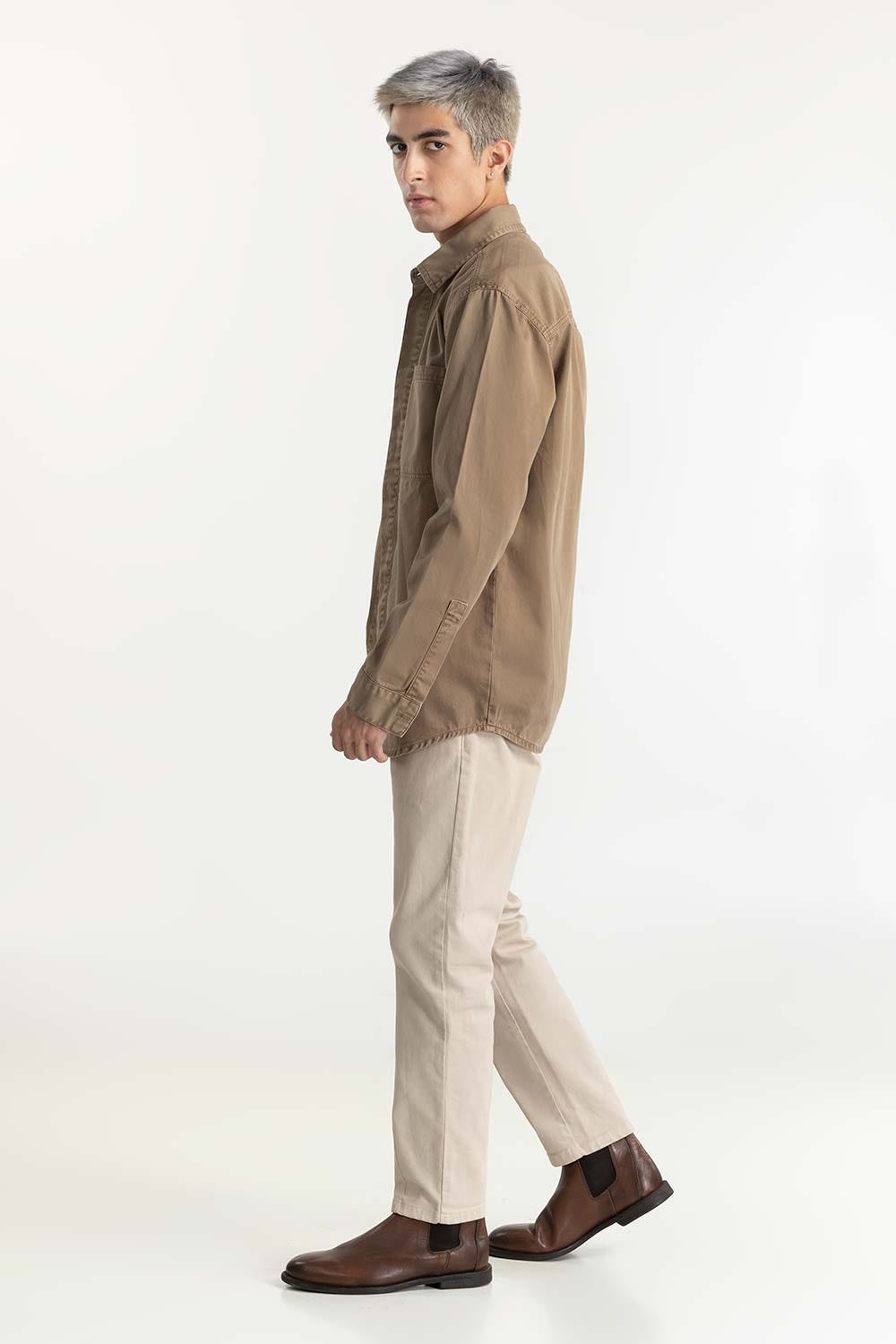 Camel Non-Denim Overshirt 224-117-031
