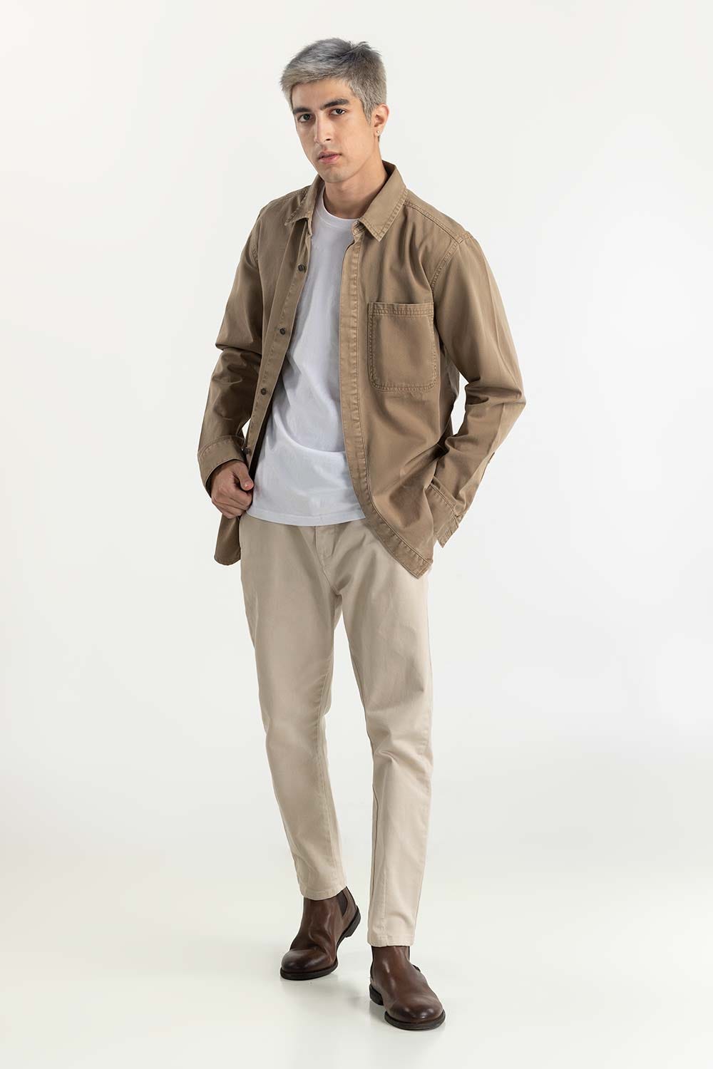 Camel Non-Denim Overshirt 224-117-031