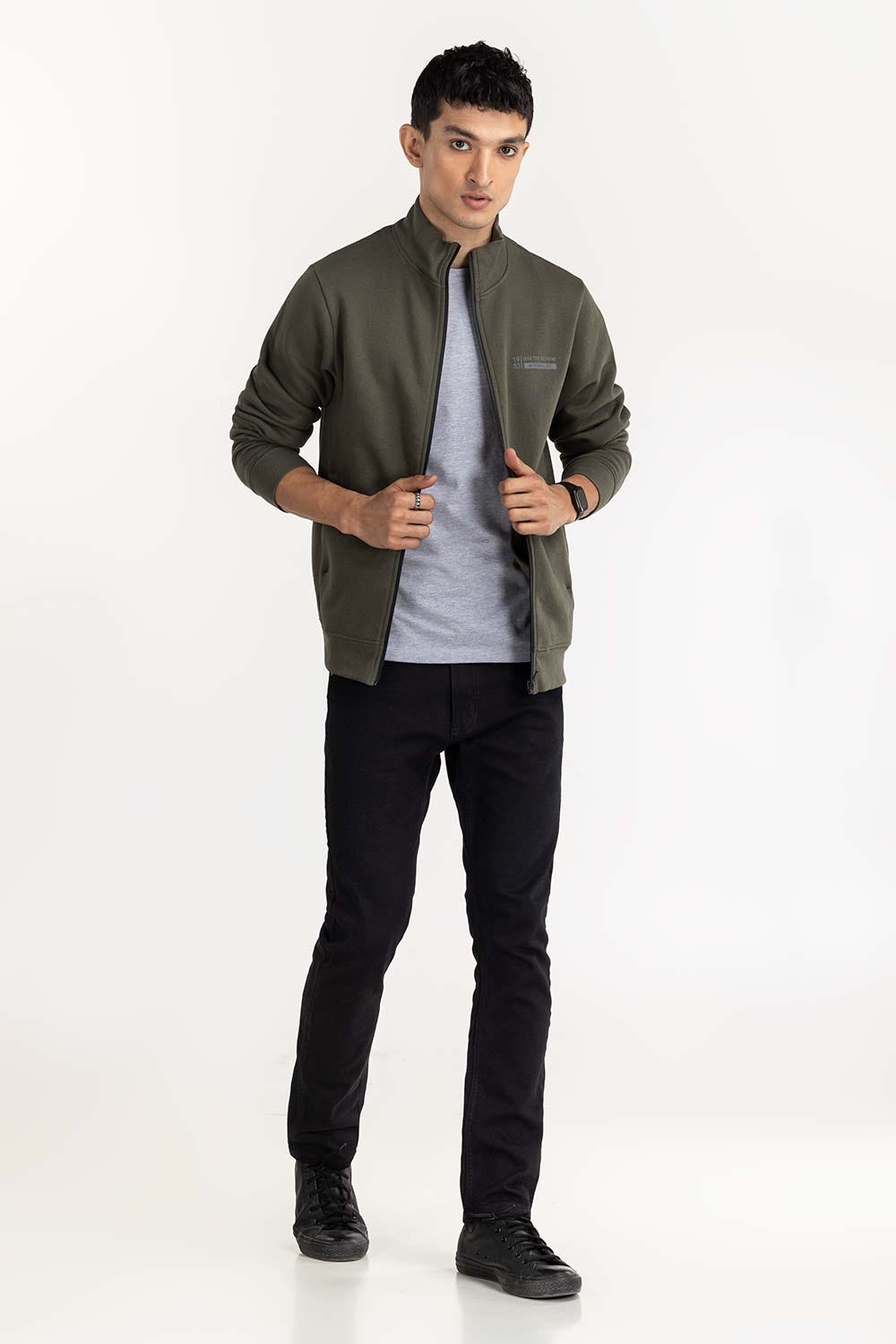 Camo Green Fashion Knitted Graphic Mock Neck Zipper Jackets JKT-KNTMNZ22-056