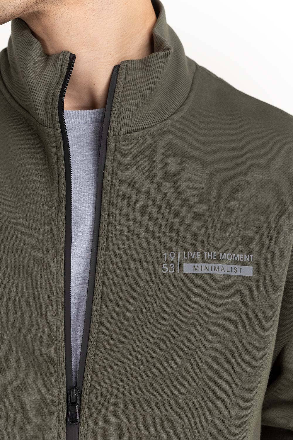 Camo Green Fashion Knitted Graphic Mock Neck Zipper Jackets JKT-KNTMNZ22-056