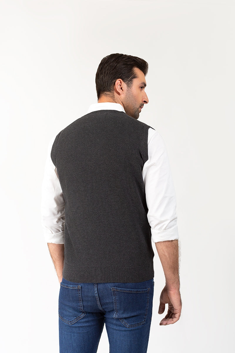 Charcoal Sleeveless Sweater SL-SWT-D17-01