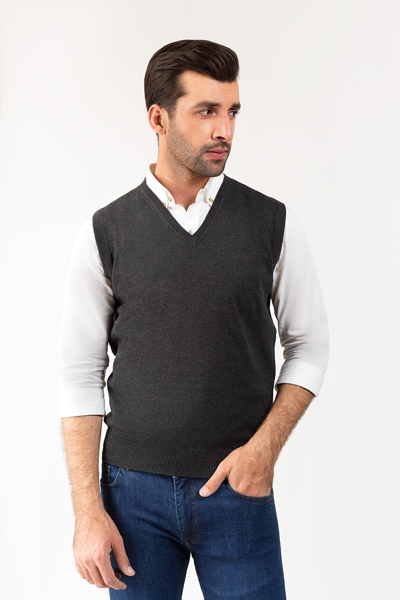 Charcoal Sleeveless Sweater SL-SWT-D17-01
