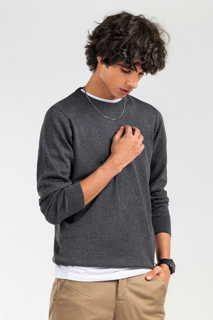 Charcoal Basic Sweater FS-SWT-D33-01