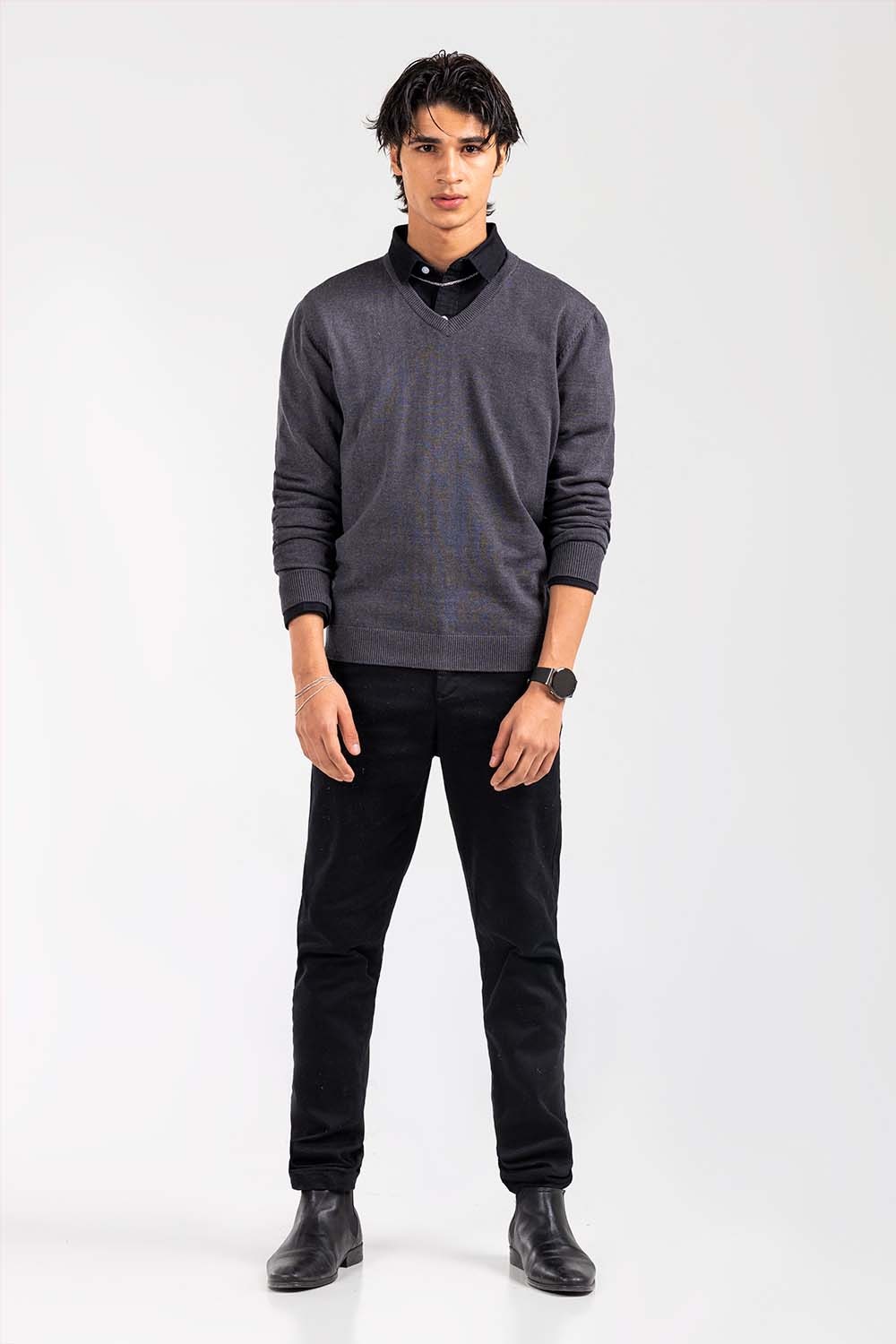 Charcoal Basic Sweater FS-SWT-D35-01