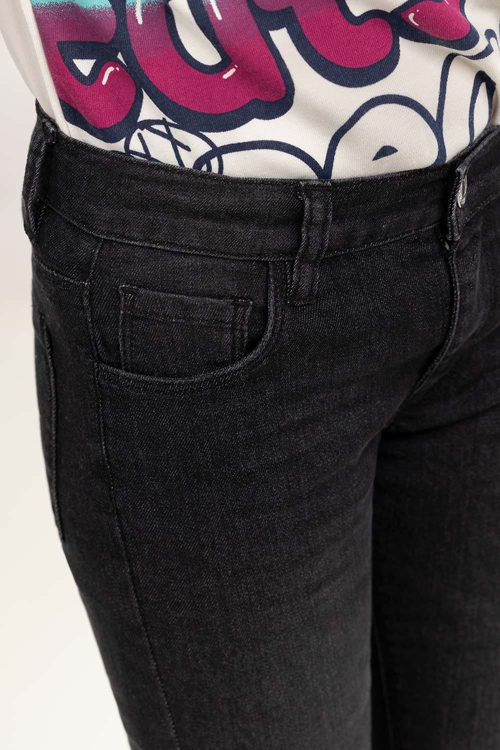 Junior Girl Charcoal Denim Jeans 224-421-008