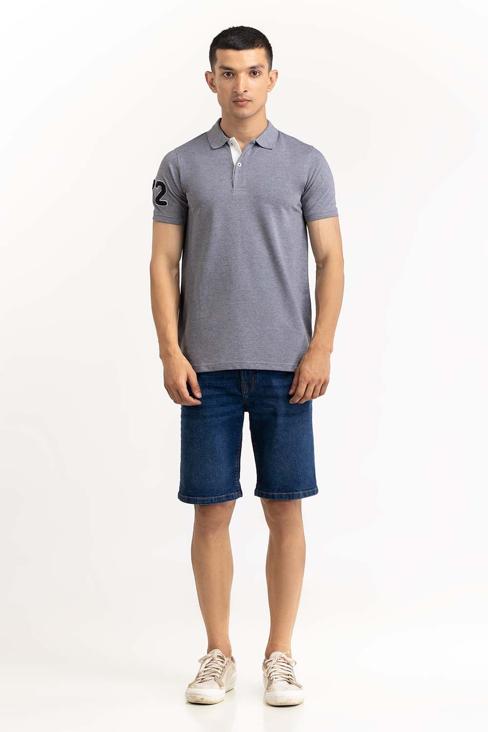 Charcoal Embroidered Polo PS-FPK23-187