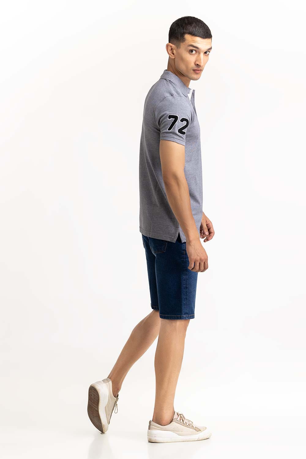 Charcoal Embroidered Polo PS-FPK23-187