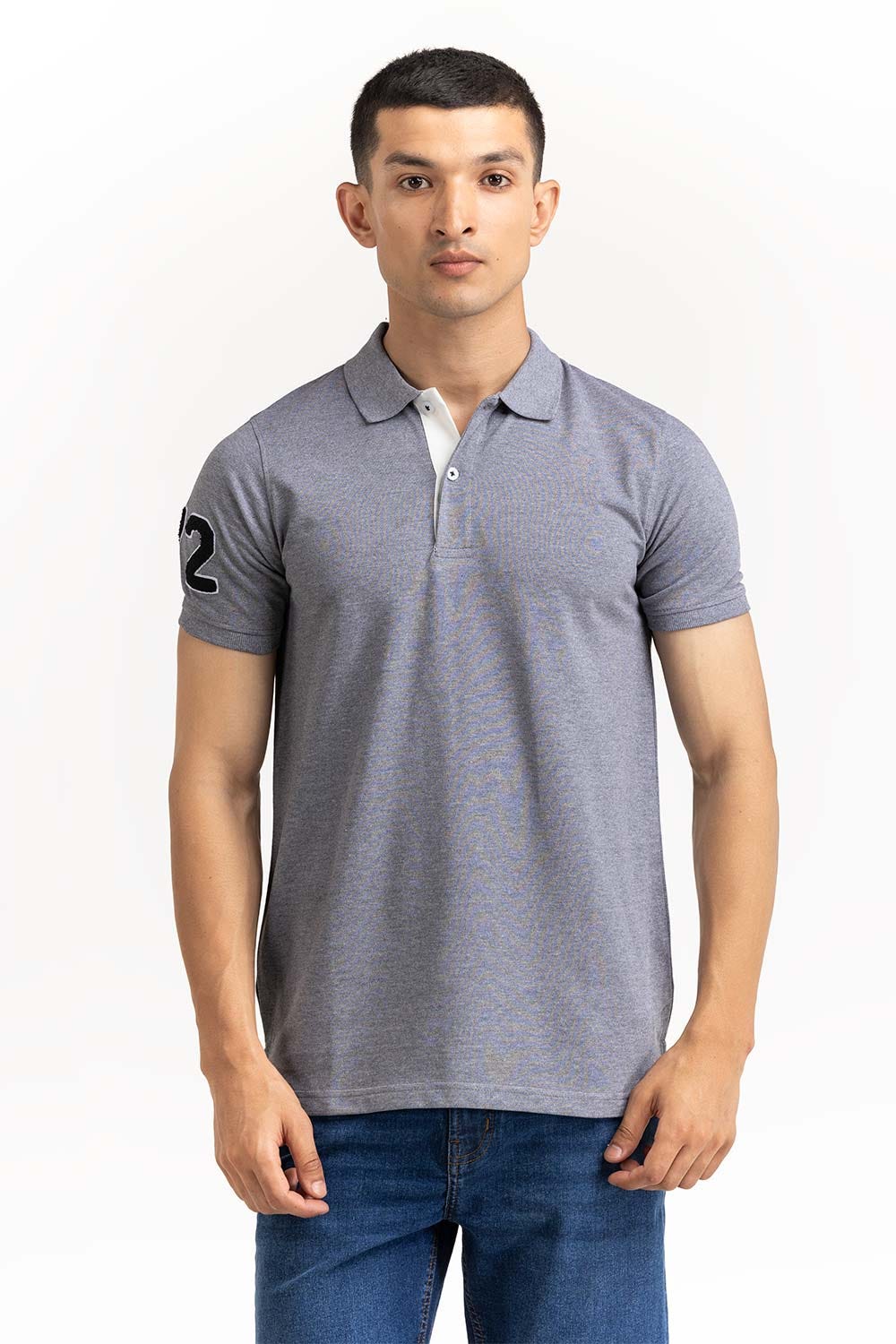 Charcoal Embroidered Polo PS-FPK23-187