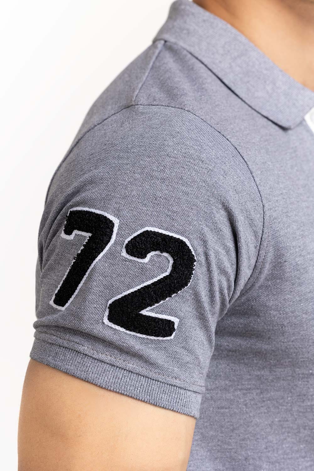 Charcoal Embroidered Polo PS-FPK23-187