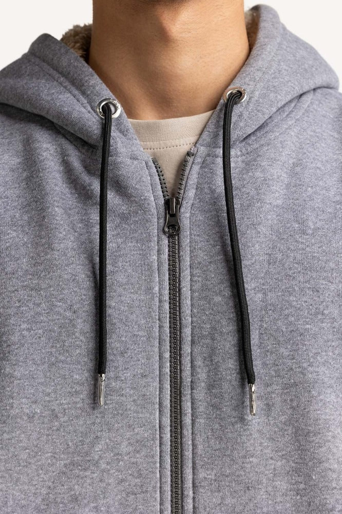 Charcoal Fashion Hooded Zipper MN-HDZ-WS23-012