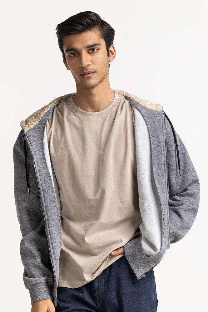 Charcoal Fashion Hooded Zipper MN-HDZ-WS23-012