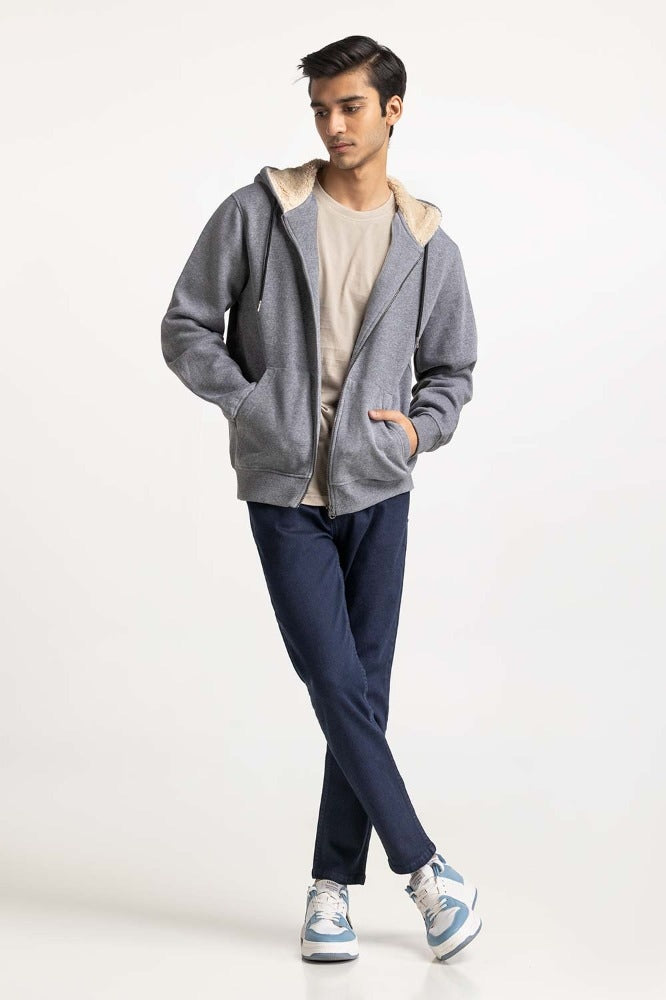 Charcoal Fashion Hooded Zipper MN-HDZ-WS23-012