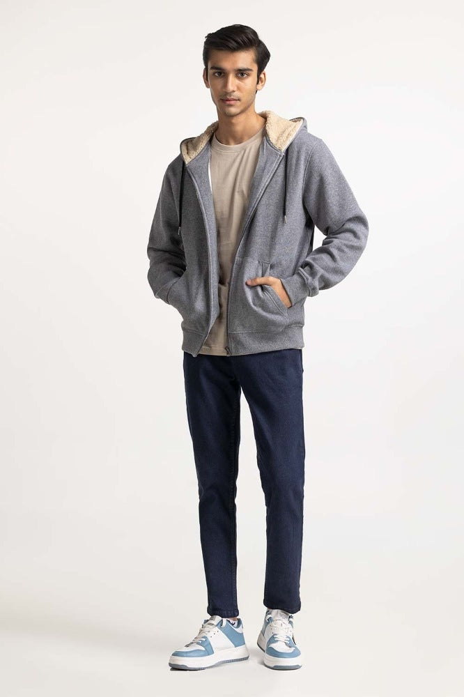 Charcoal Fashion Hooded Zipper MN-HDZ-WS23-012