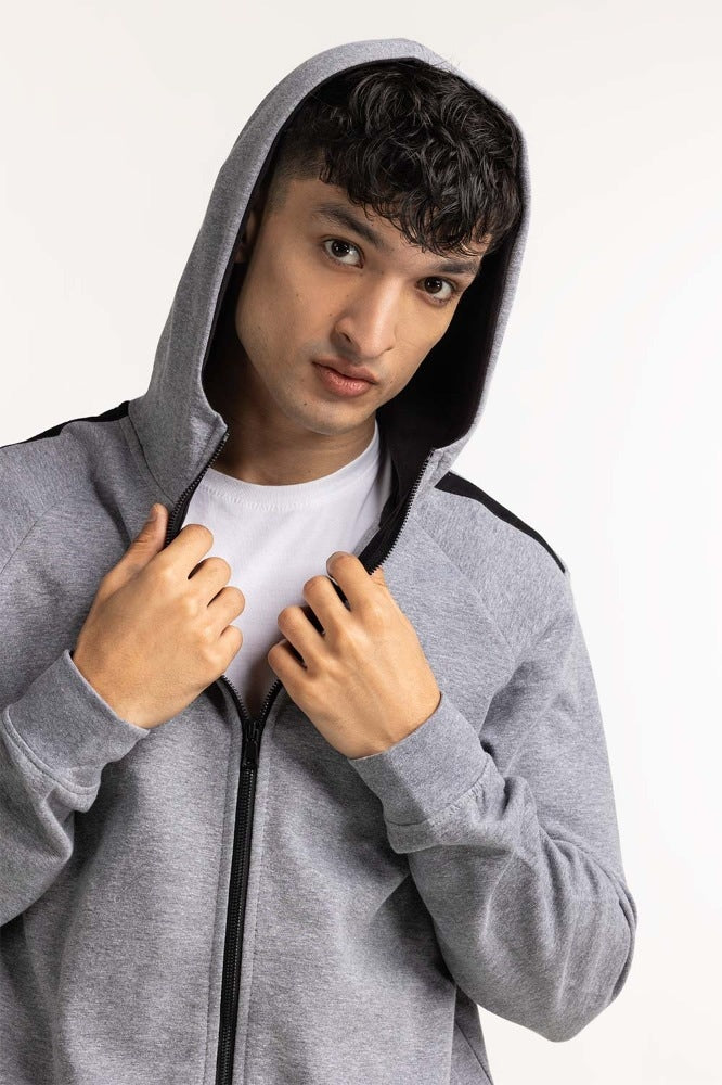 Charcoal Fashion Hooded Zipper MN-HDZ-WS23-017