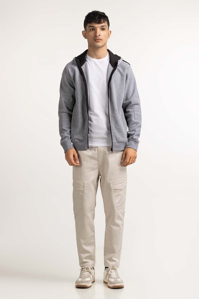 Charcoal Fashion Hooded Zipper MN-HDZ-WS23-017