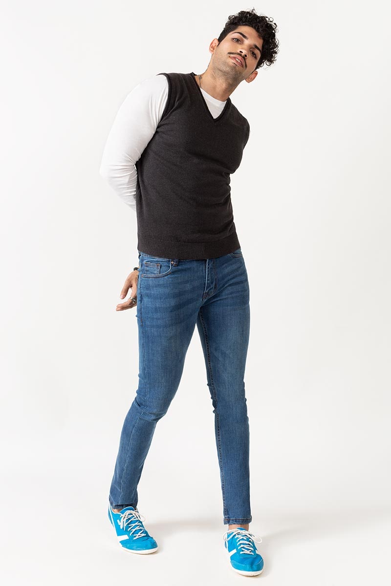 Charcoal Sleeveless Sweater - SL-SWT-D15-01