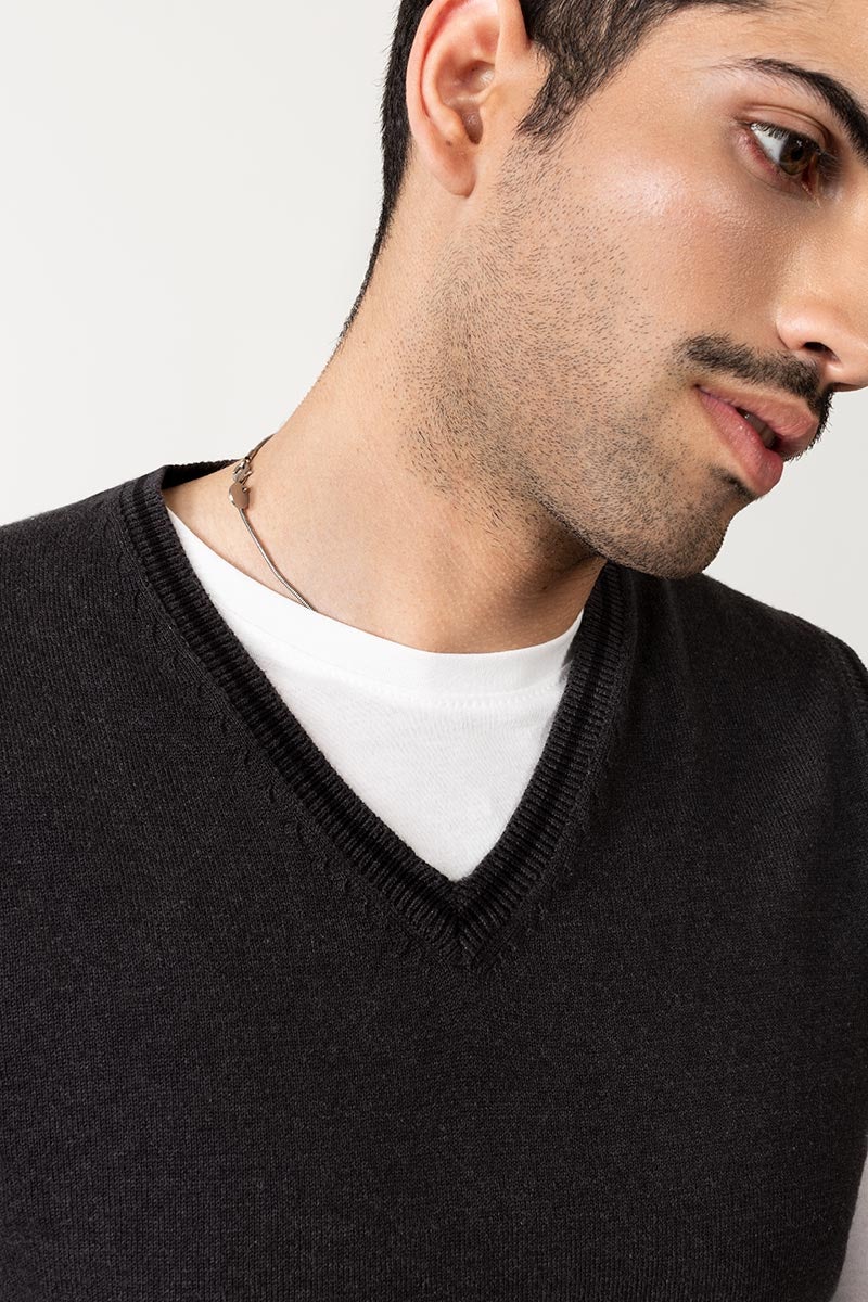 Charcoal Sleeveless Sweater - SL-SWT-D15-01