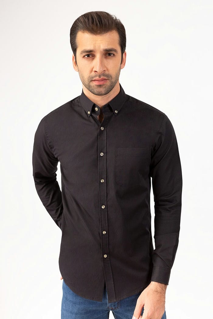 Black Twill Casual Shirt CM-PD-448 CS