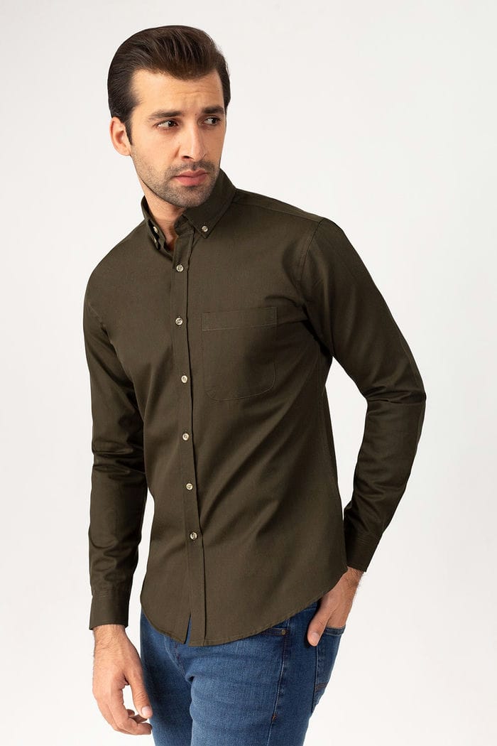 Olive Twill Casual Shirt CM-PD-450 CS