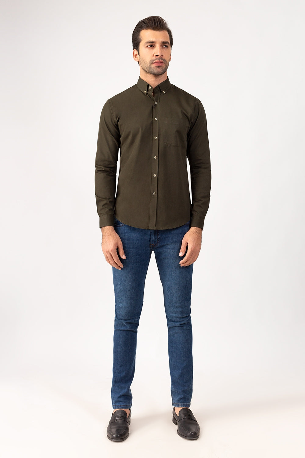 Olive Twill Casual Shirt CM-PD-450 CS