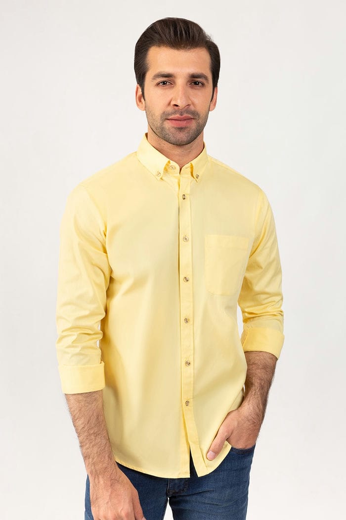 Yellow Twill Casual Shirt CM-PD-453 CS