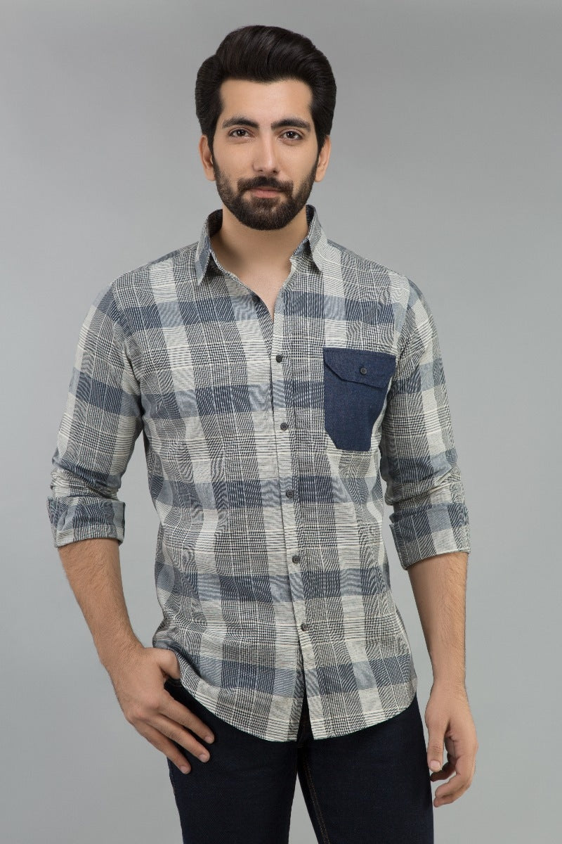 Navy & White Casual Shirt CM-YD-2198  CS