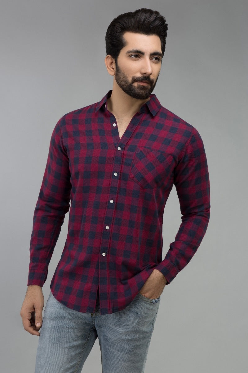 Maroon & Black Casual Shirt CM-YD-2211  CS