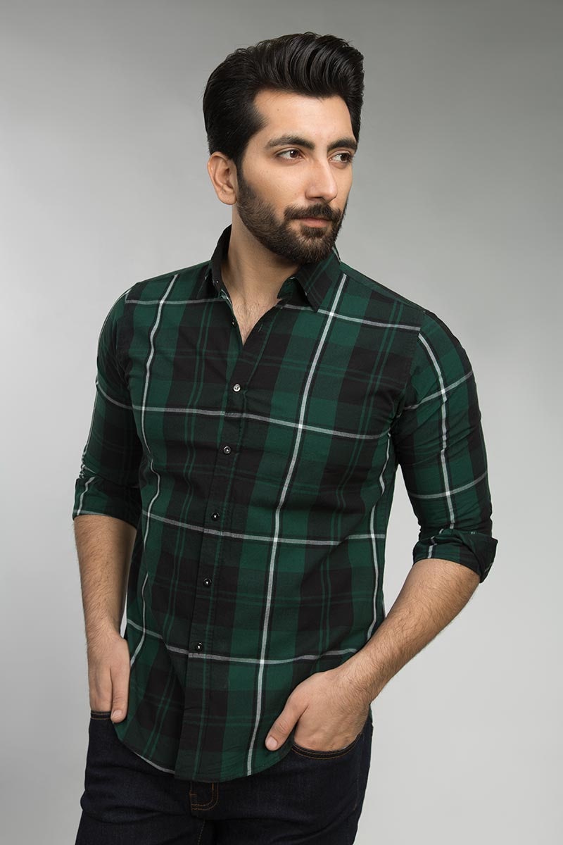 Black & Green Check Casual Shirt CM-YD-2485  CS